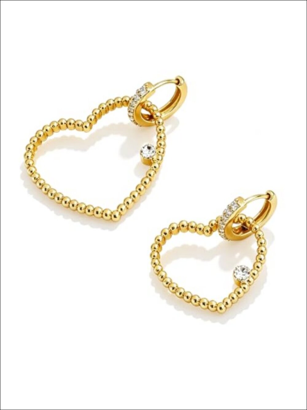 14K Gold Plated Huggie Heart Hoop Zircon Earrings